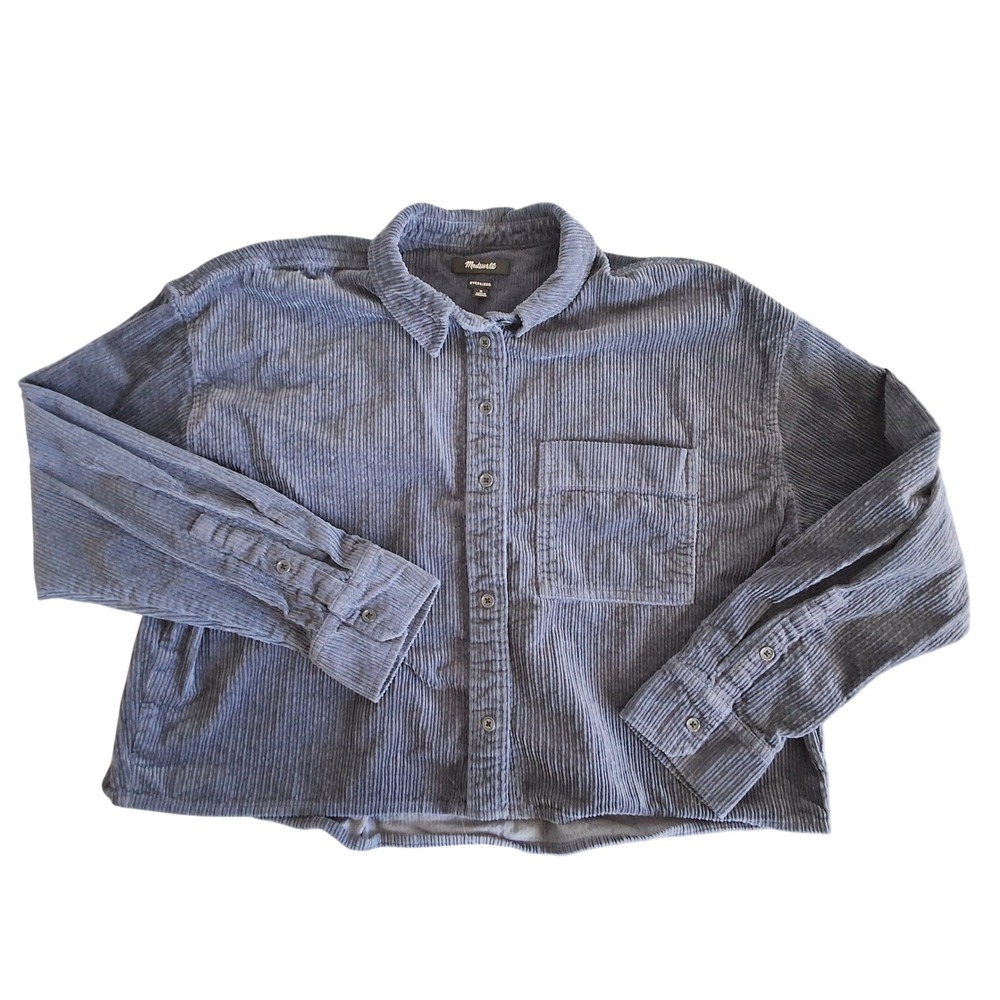 Madewell Women M Oversized‎ Corduroy Cropped Button Up Shacket Eclectic Grandpa